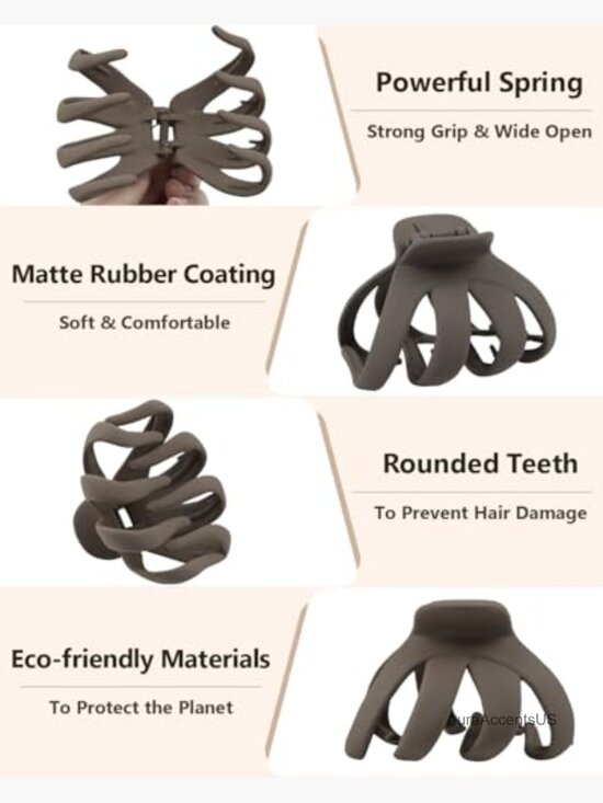 6 Pack Large Octopus Hair Clips for Thick Hair Strong Hold Matte Non Slip 3.2